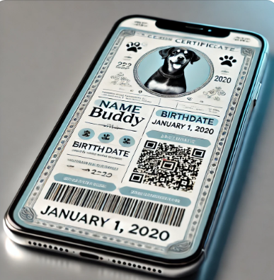 Dog Certificate with QR Code